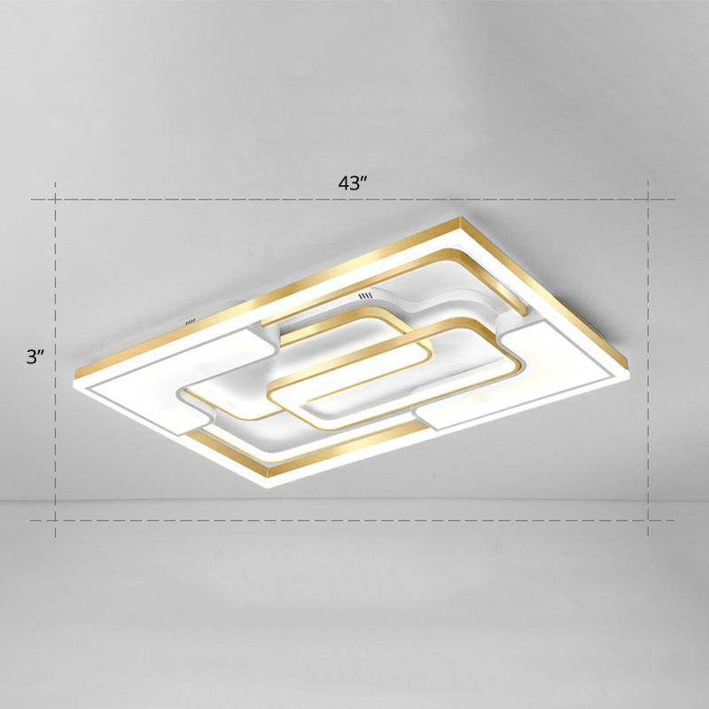 Metallic Frame Flush Mount Ceiling Light Modern Golden LED Flush Light for Living Room