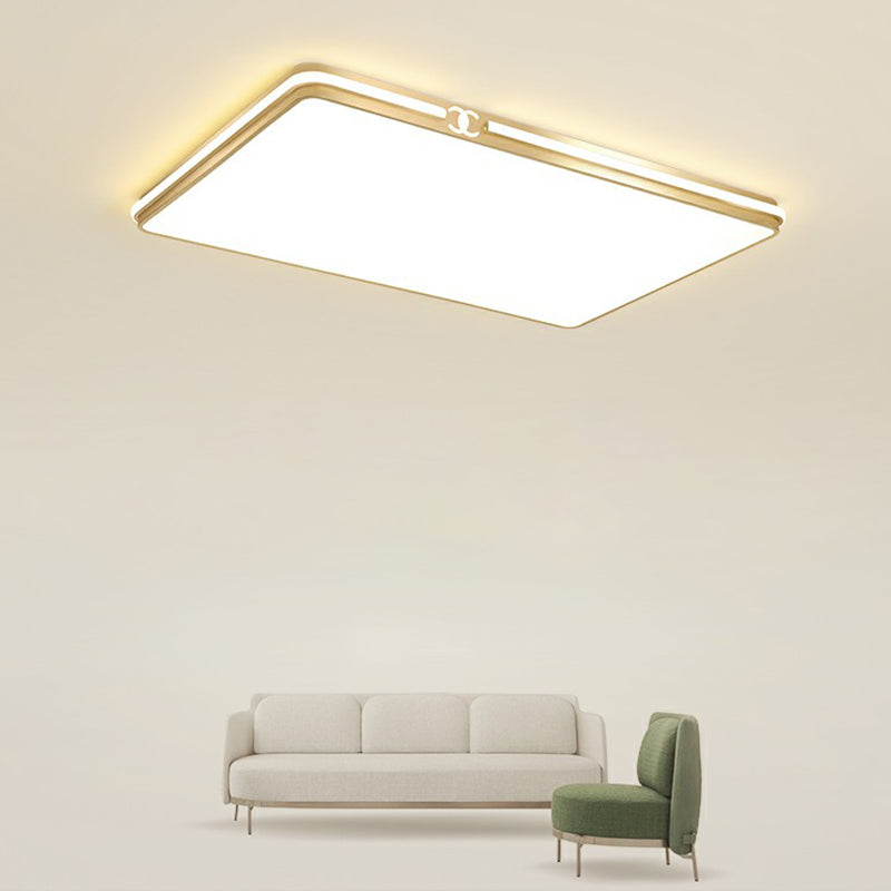 Rectangle Acrylic LED Flush Mount Lamp Contemporary Gold Finish Ceiling Flush Light