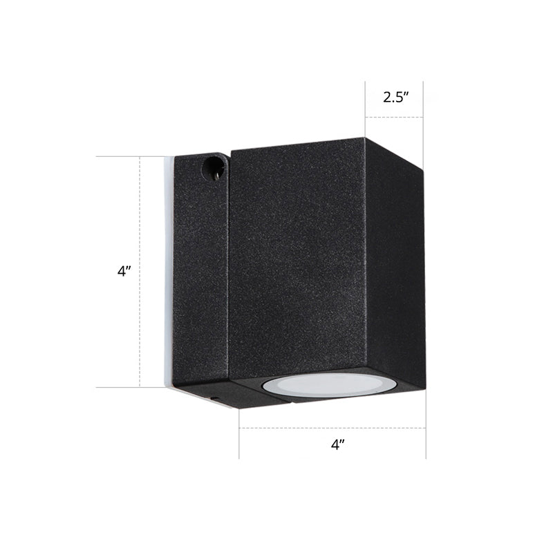 Rectangular Mini Wall Mounted Lighting Modern Metal LED Patio Sconce Fixture in Black