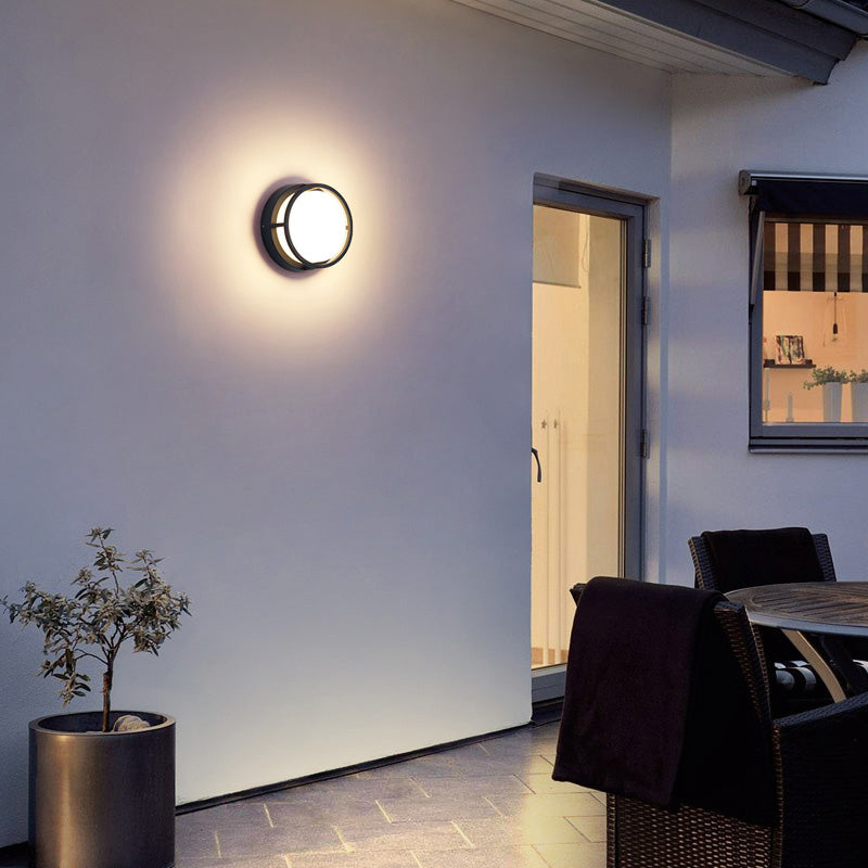 Ronde buitenwand SCONCE LAMP Plastic Modernistische LED Wandbevestiging Verlichting in het zwart