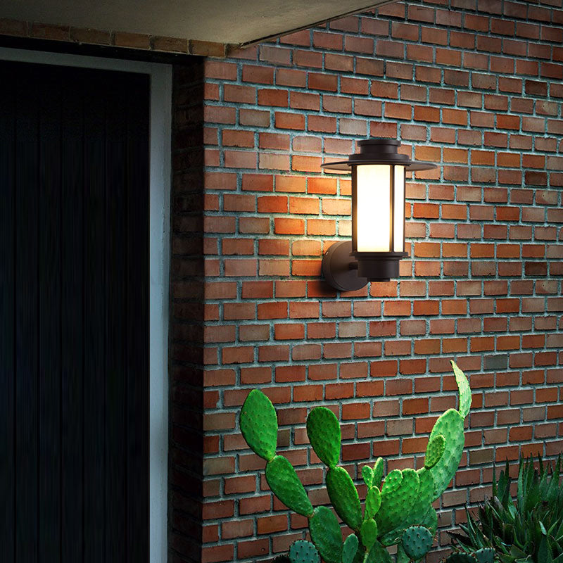 Cylinder Wall Mounted Light Minimalist Metal 1 Bulb Coffee Sconce Lamp for Garden