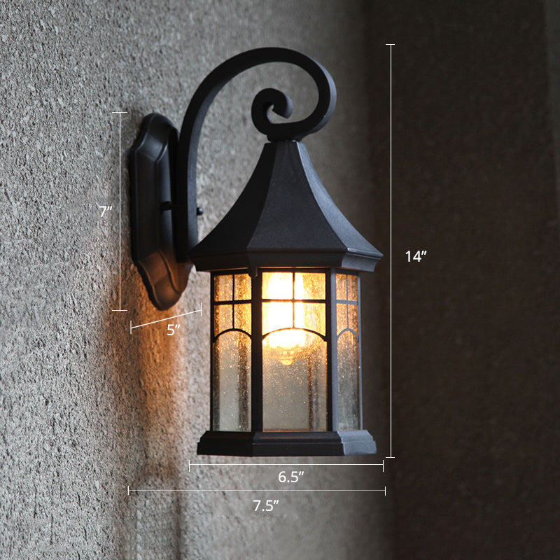 Vintage standvormige wandbevestiging Licht Licht enkel helder zaadglas SCONCE -armatuur voor de poort