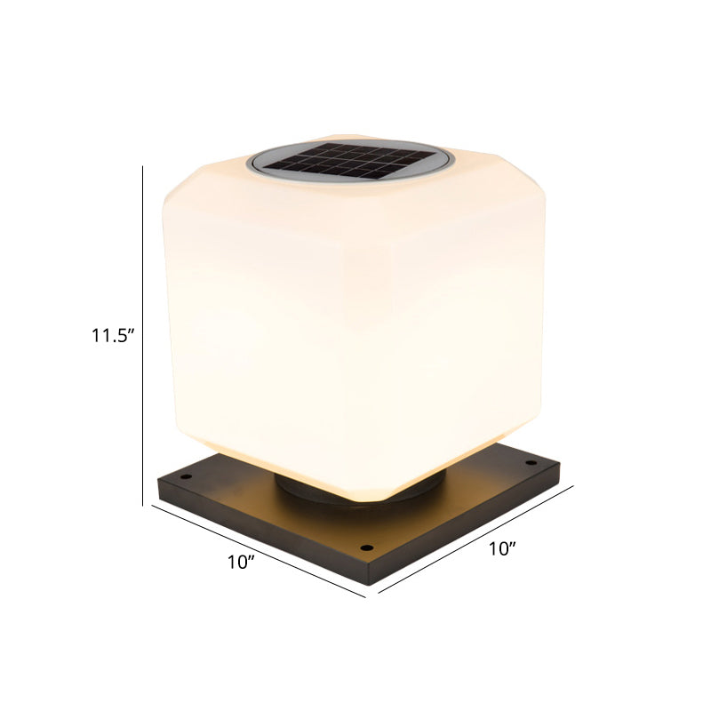 Lampada da palo a LED solare bianca nordica a forma di cubo in acrilico per cortile