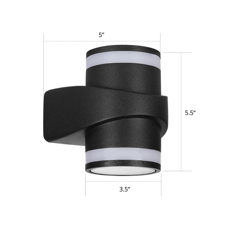 Tubular Metal Wall Washer Sconce Contemporary Black LED Wall Lighting for Backyard