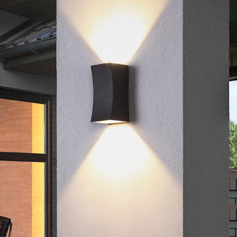 Rectangular LED Wall Lighting Ideas Minimalist Metal Terrace Wall Mount Light in Black