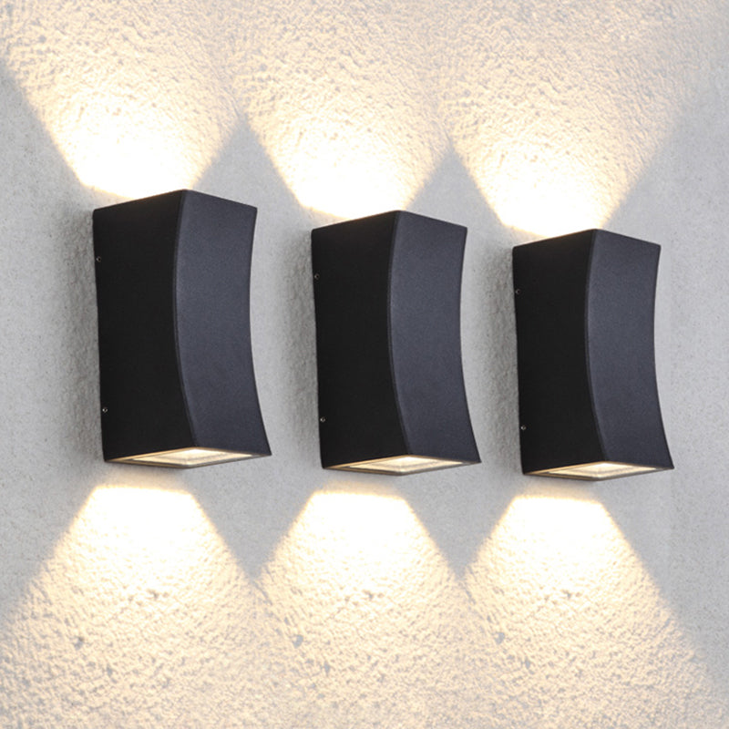 Rectangular LED Wall Lighting Ideas Minimalist Metal Terrace Wall Mount Light in Black