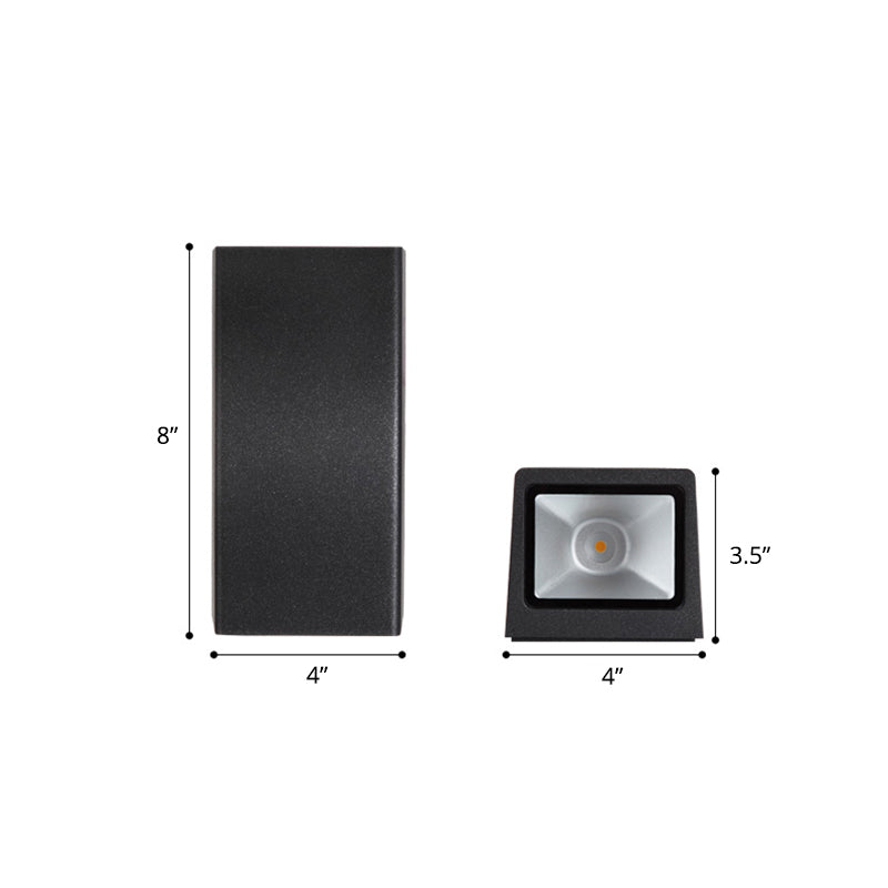 Rectangular LED Wall Lighting Ideas Minimalist Metal Terrace Wall Mount Light in Black