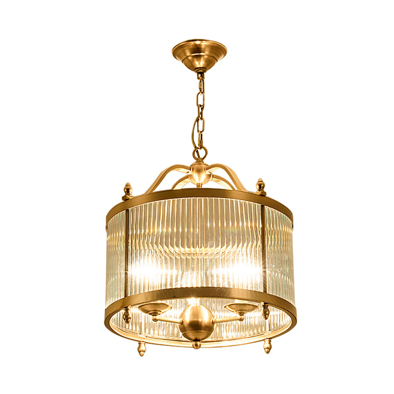 Luce del lampadario a tamburo Contemporary Abbated Glass Ottone 3/5 Bulbi sospeso Light Affermazione, 16 "/19.5" /23,5 "