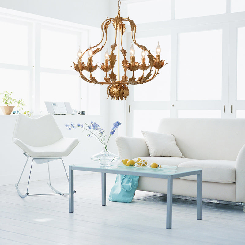 Lampada il lampadario in golf oro di metallo tradizionale 6 lampadine a ciondolo per soggiorno per soggiorno