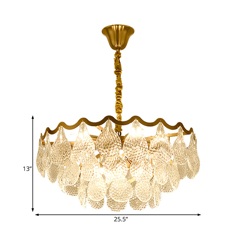 25.5"/31.5" Wide Tiered Chandelier Lighting Nordic Crystal Gold 8/15 Bulbs Hanging Ceiling Light for Living Room
