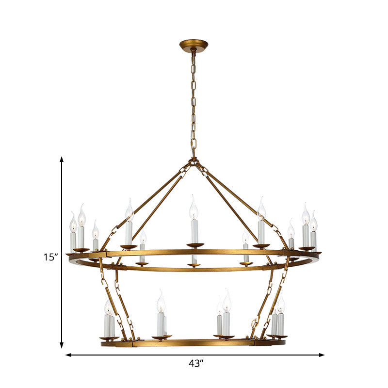 Chandelier à 2 niveaux Métal contemporain 20 têtes Kit de lampe suspendue en or pour le salon