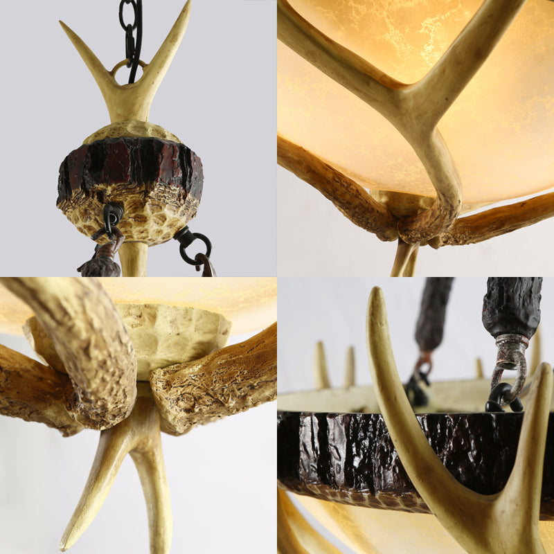 Brown 3 têtes CHANDELIER LIGHTING RUSTIC GLAST HEMISPHERE Suspension Lampe pour le salon