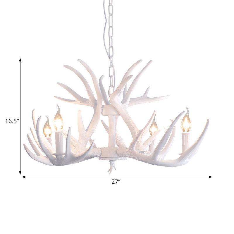 Blanc Faux Antler Pendant Pendant Chandelier Résine traditionnelle 4/6/9 têtes Room Dossin Sanging Plafond Light