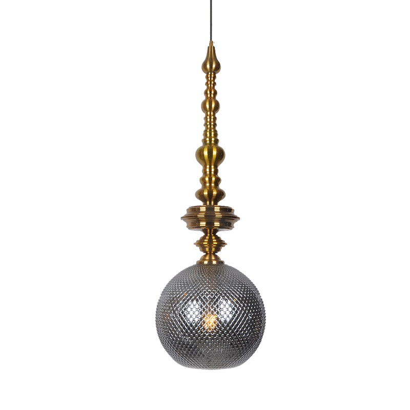 Ball Ceiling Pendant Traditional Amber/Smoke Glass 1 Bulb Hanging Light Fixture for Hallway