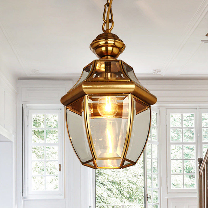 6 "/7,5" largo sospensione baratto a sospensione in vetro trasparente coloniale 1 lampadina lampadina per sala da pranzo