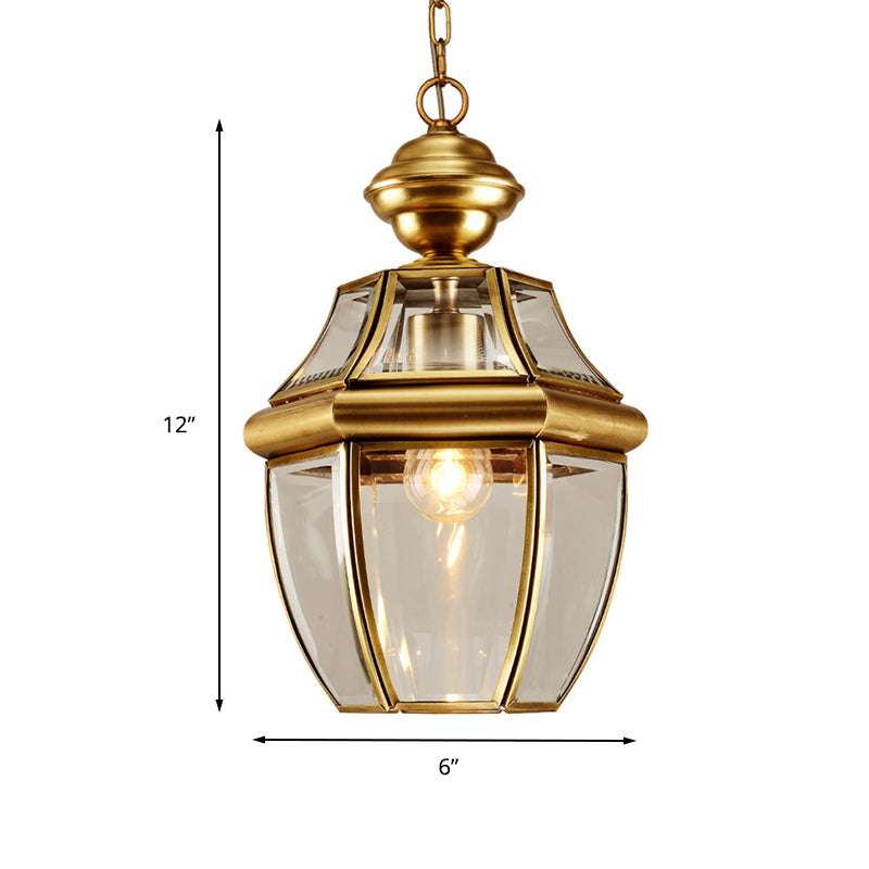6"/7.5" Wide Jar Suspension Pendant Colonial Clear Glass 1 Bulb Hanging Light for Dining Room