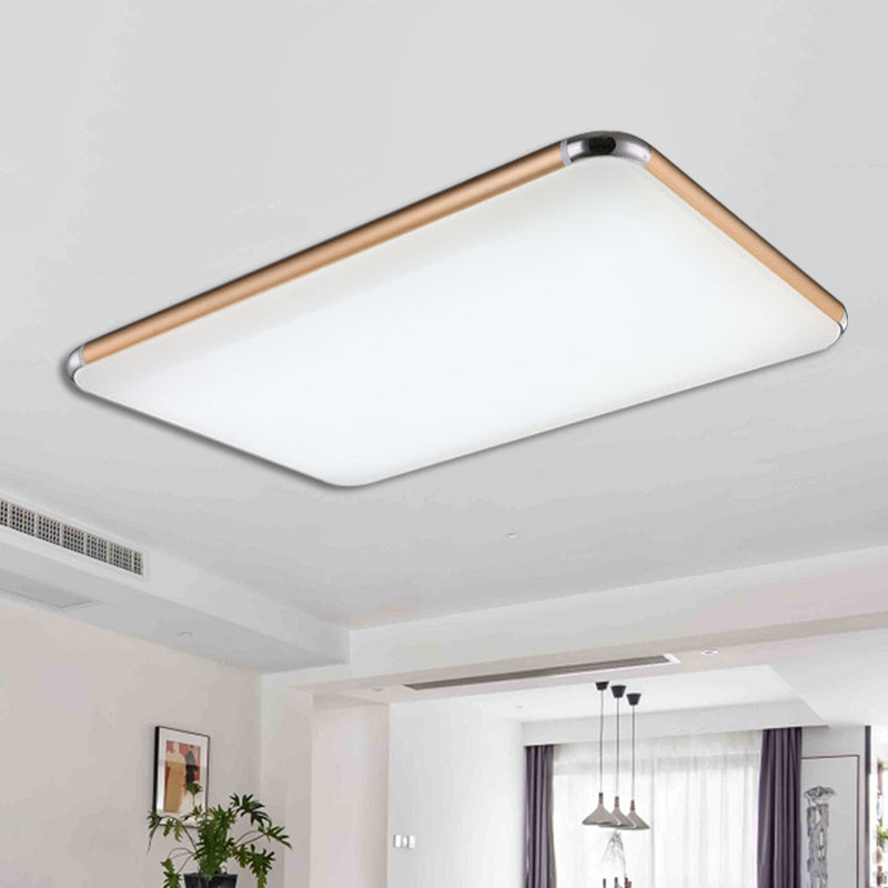 Ultra-Thin Square/Rectangular Flush Light Minimalist Gold LED Ceiling Flush Mount for Bedroom with Acrylic Diffuser, 12"/18"/20.5" Wide