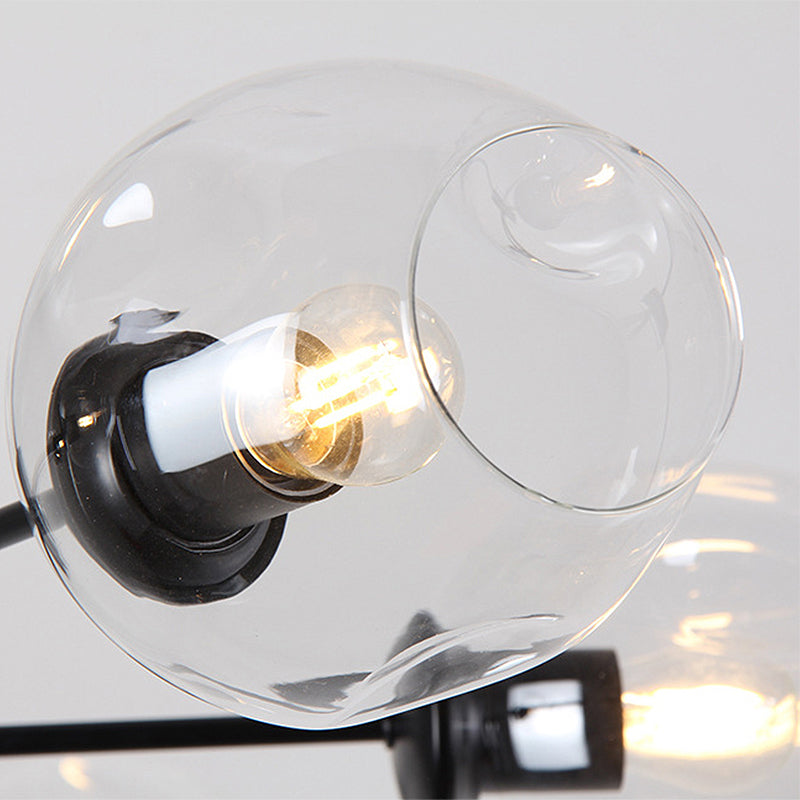 Lampadario a soffitto di sputnik post moderno ambra/vetro trasparente 6/8 luci neri appesi a sospensione Luce