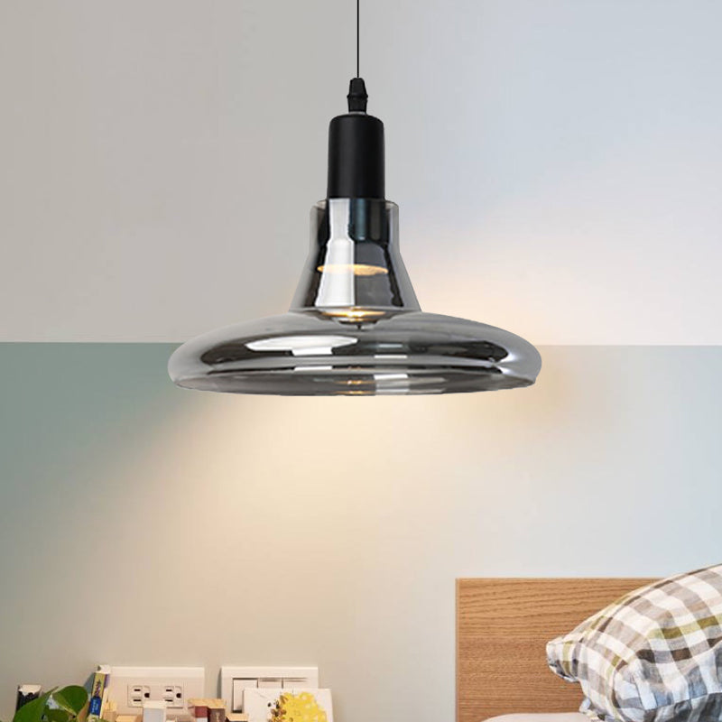 White/Black Bowl/Cone/Saucer Pendant Lamp Modernist 1 Light Glass Led Hanging Ceiling Light in White/Warm Light