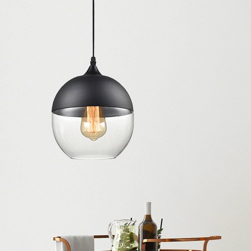 5 "/ 7" / 8 "de large tambour / cylindre / pot transparent en verre transparent pendant moderne 1 clair de suspension blanche / noir clair