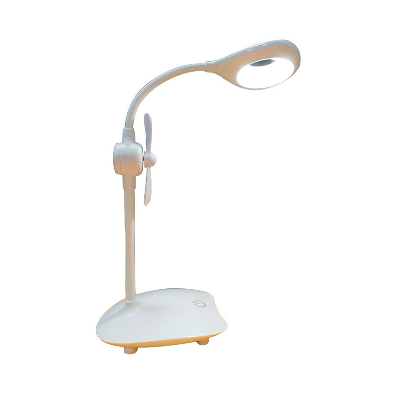 Eenvoudige druppelontwerpstudie Desk Lamp Touch Control Stepless Diming LED -leeslicht met ventilator