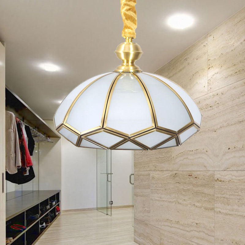 Cream/Textured White Glass Hat Pendant Light Modern 1 Bulb Suspended Lighting Fixture for Living Room