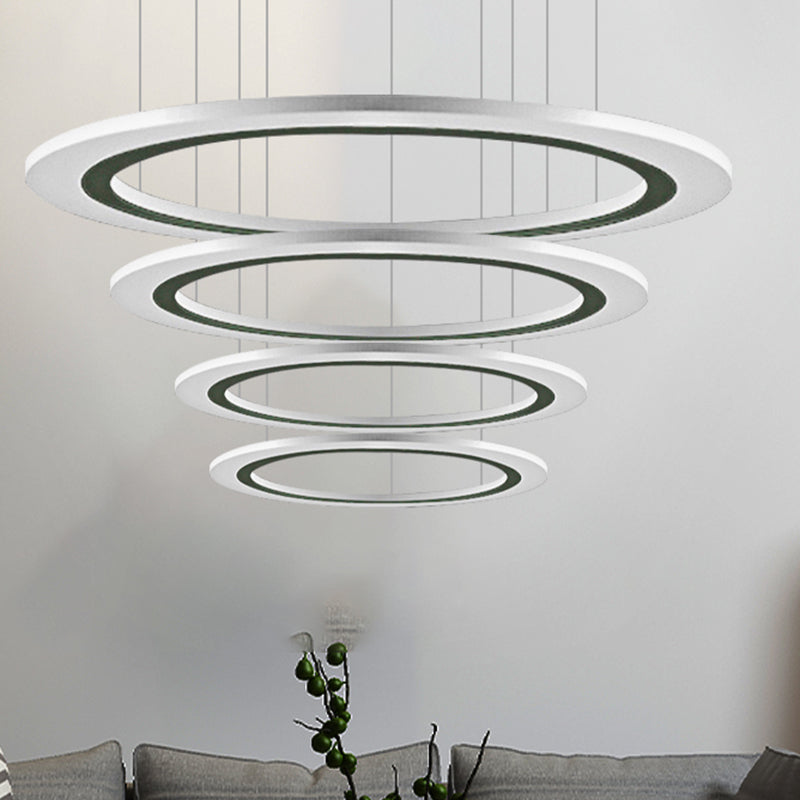 Circular Chandelier Pendant Simplicity Acrylic LED 1/2/3-Light Living Room Suspension Lamp in Warm/White Light with DIY Design