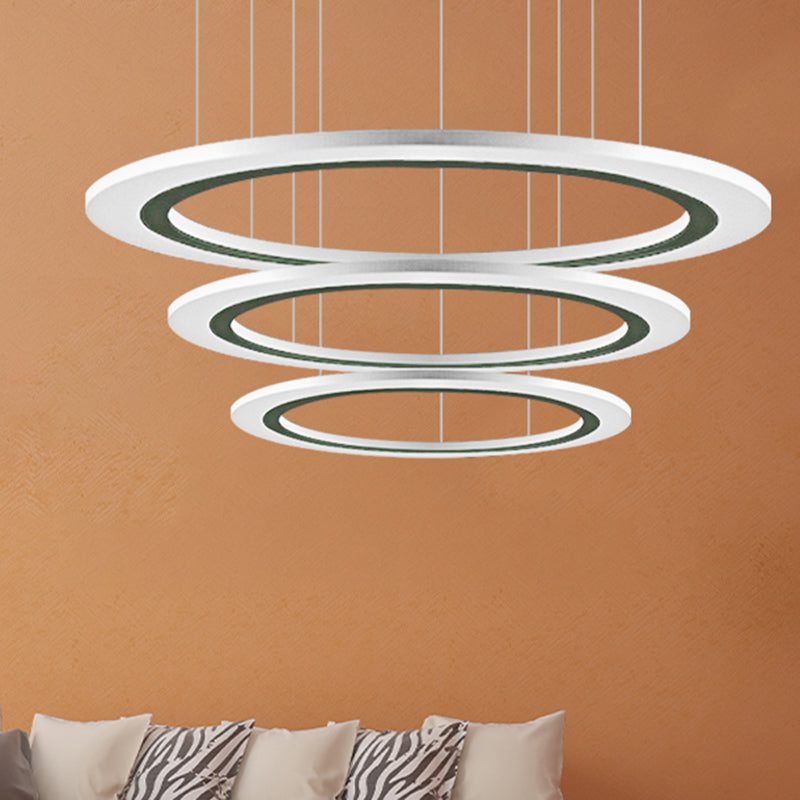 Circular Chandelier Pendant Simplicity Acrylic LED 1/2/3-Light Living Room Suspension Lamp in Warm/White Light with DIY Design
