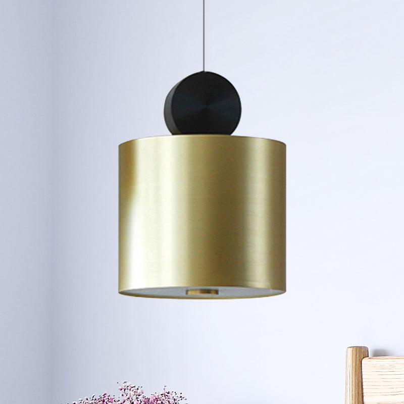 Drum/Saucer/Cylinder Hanging Pendant Light Minimalist Metal 1 Head Hallway Pendant Lighting in Gold