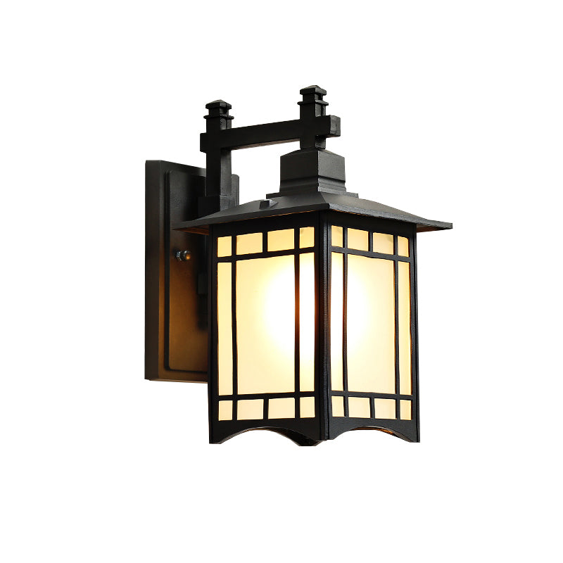 Rectangular Outdoor Wall Lighting Rustic Metal 1-Light Black Finish Sconce Wall Light