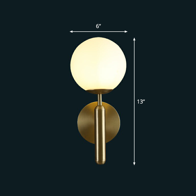 Glass Ball Shaped Wall Mount Light Postmodern 1 Head Brass Finish Sconce Lamp for Living Room