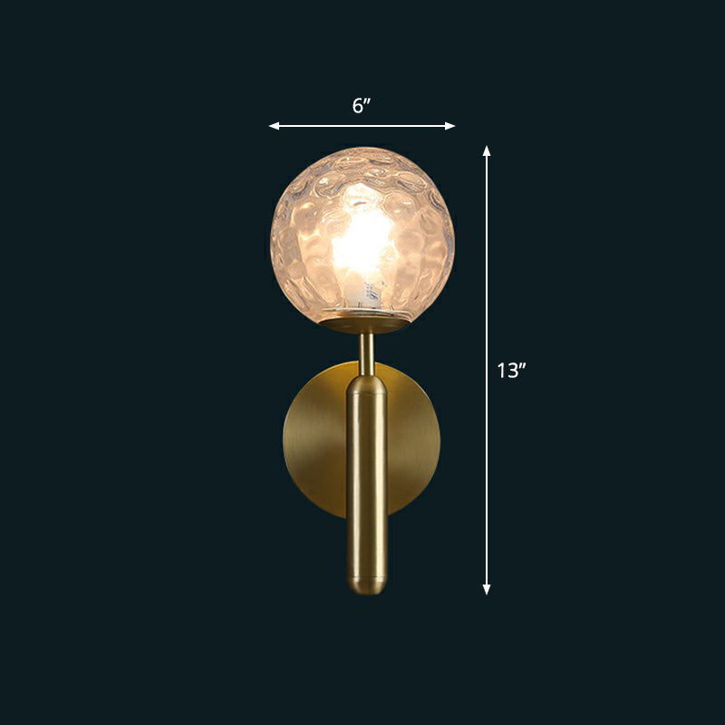 Glass Ball Shaped Wall Mount Light Postmodern 1 Head Brass Finish Sconce Lamp for Living Room