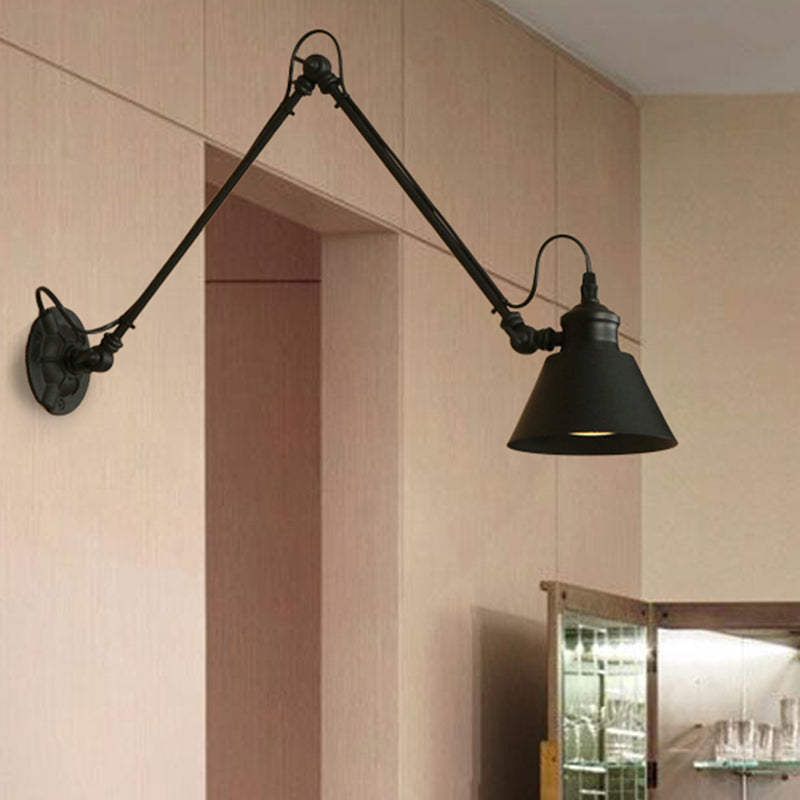 1 tête conique Moup de montage Aymordage rétro Retro Black / Chrome Metal Swing Bran Mur Mur Wall pour étude Salle