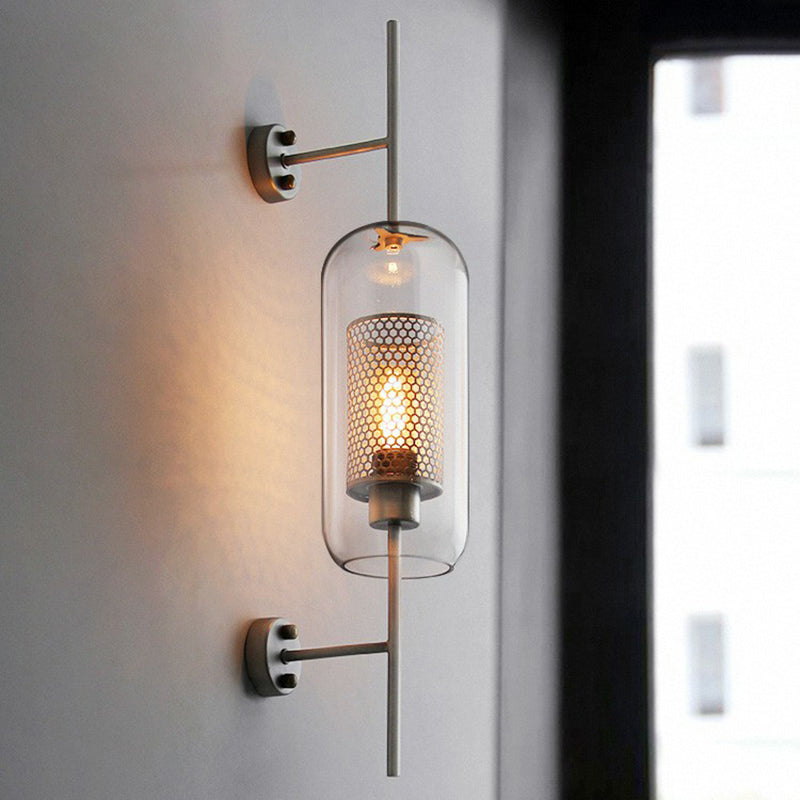 IJzeren Mesh Wandbevestiging Lamp Postmodern 1 kop SCONCE LICHT MET CAPSULE DAIRE GLASS TADH