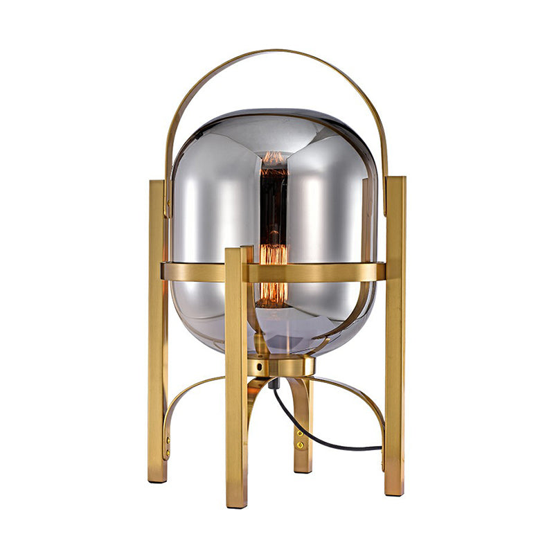 Capsule Glass Night lampe Postmodern 1 Light Finish Table Light avec quadpod et poignée arquée