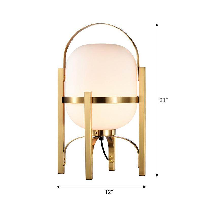 Capsule Glass Night lampe Postmodern 1 Light Finish Table Light avec quadpod et poignée arquée