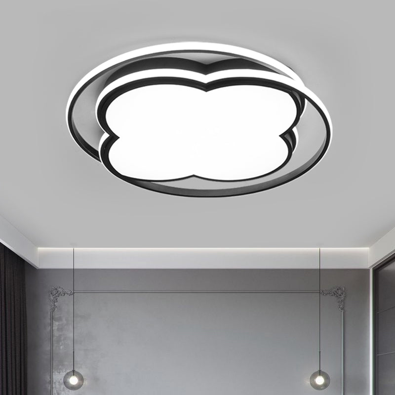 Floral LED Flushmount Ceiling Lamp Minimalism Metal Bedroom Flush Mount Light in Black
