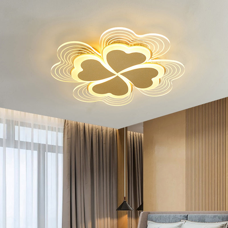 Acrylic Clover Ceiling Flush Mount Light Minimalistic LED Flush Mount Fixture for Bedroom