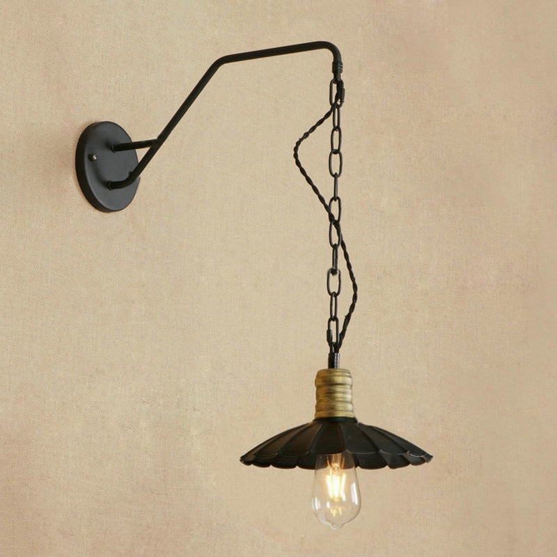 Schwarz, überbrochene Wand hängende leichte Vintage Stylish Metallic 1 Glühbirnen Esstisch Wandleuchte, 10 "/14" Breite