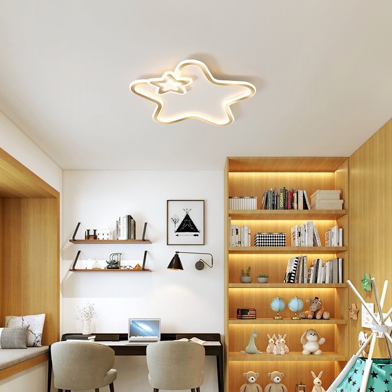 Cartoon Star Shaped Flush Ceiling Light Fixture Acrylic Kids Bedroom LED Flushmount Light