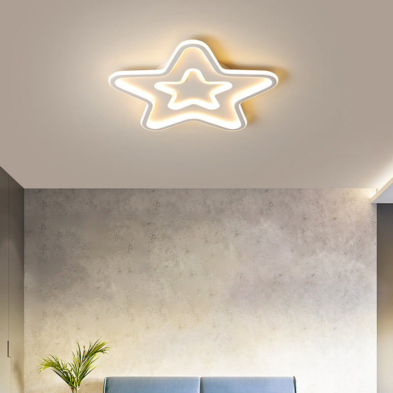Acrylic Star LED Flush Mount Lamp Simplicity Gold Finish Ceiling Light for Child Room