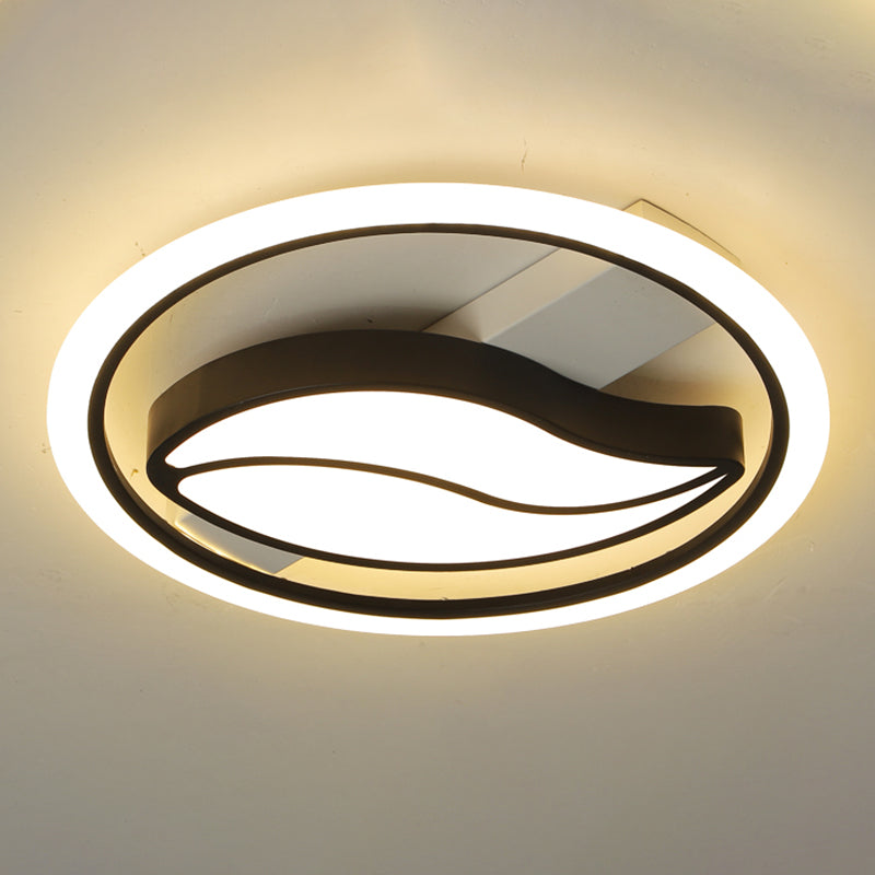 Acrylic Loop Semi Mount Lighting Minimalistic LED Flush Ceiling Light for Bedroom