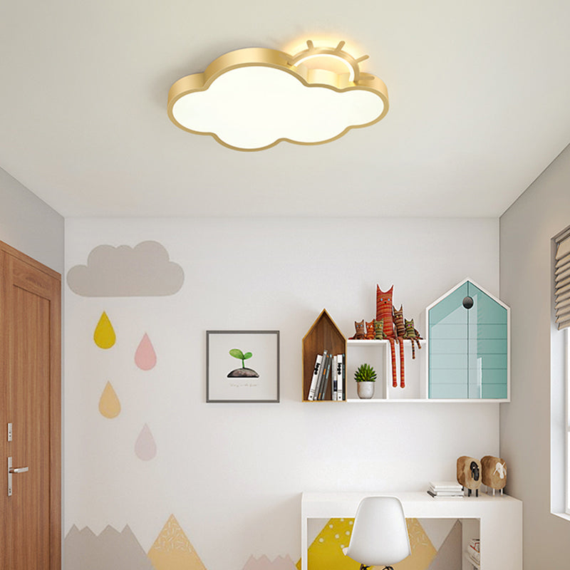 Cartoon Sunrise LED Flushmount Ceiling Lamp Acrylic Kids Bedroom Flush Light Fixture