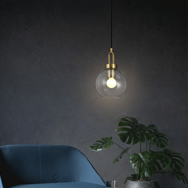 Sfera Lampada a sospensione Stile Simple Stile Glass 1 Lampada del soffitto finitura in ottone per sala da pranzo