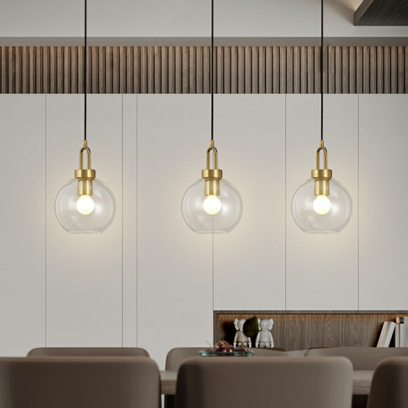 Sfera Lampada a sospensione Stile Simple Stile Glass 1 Lampada del soffitto finitura in ottone per sala da pranzo