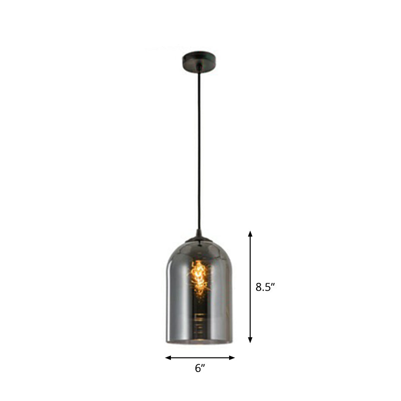 Nordic 1-Light Suspension Light Black Dual Dome Ceiling Pendant Lamp with Glass Shade