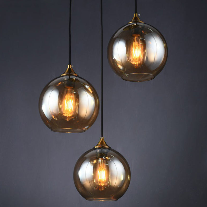 Postmodern Spherical Multi Ceiling Lamp Glass 3-Light Dining Room Suspension Pendant Light