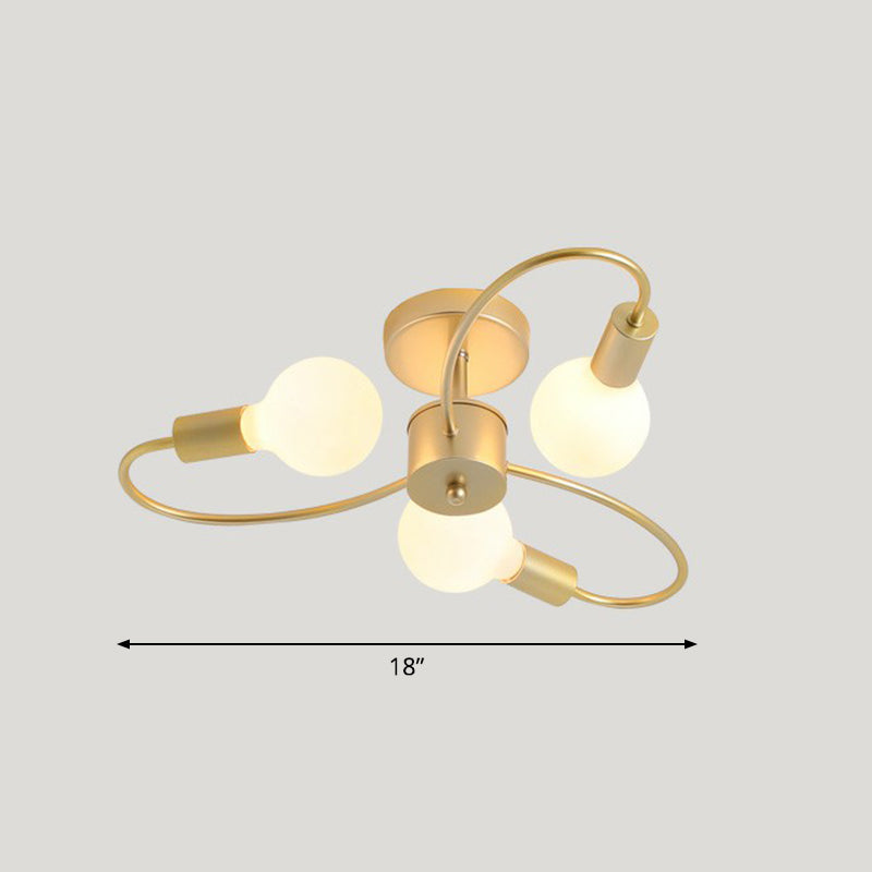 Champagne tourbillonna près de la lumière du plafond de style moderne en métal semi-luxuriant pour la chambre