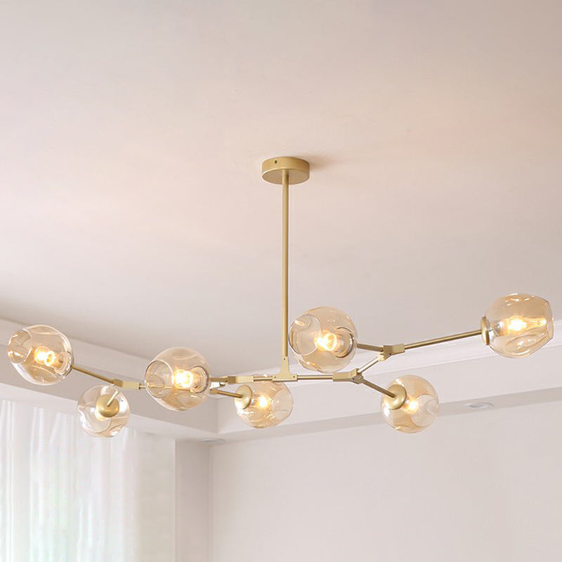 Nordic Molecule Ceiling Pendant Light Dimpled Glass Living Room Chandelier with Pivot Joint