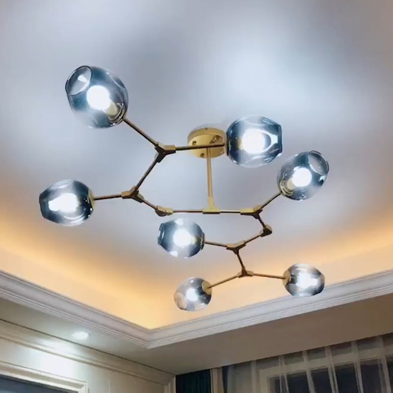 Nordic Molecule Ceiling Pendant Light Dimpled Glass Living Room Chandelier with Pivot Joint